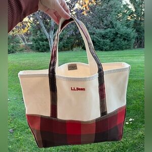 LLbean viral apple cinnamon flannel checkered tote bag purse